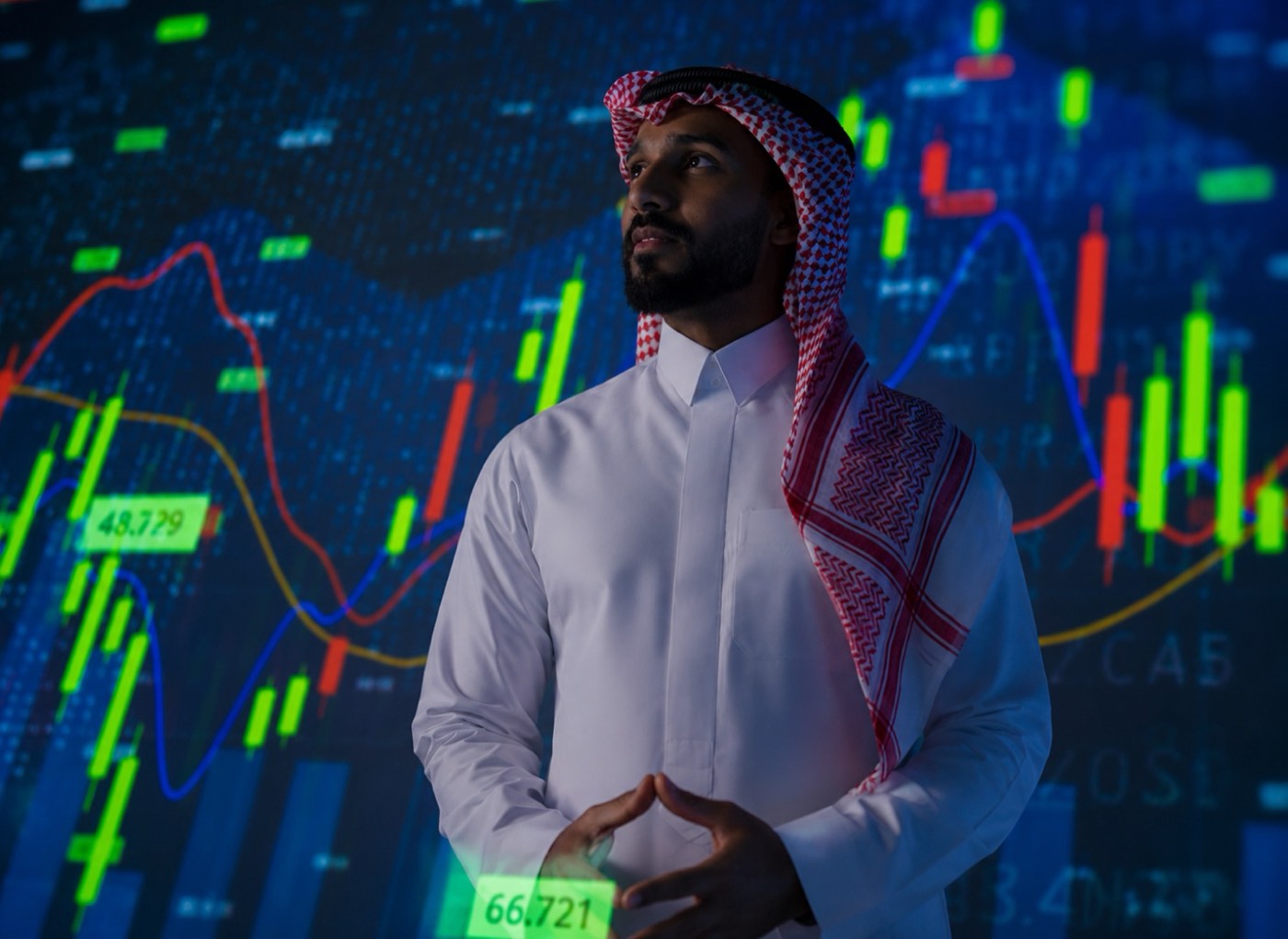 An investment professional reviewing market data